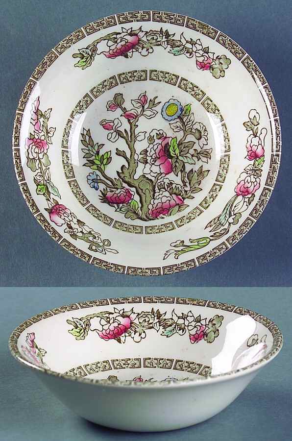 Indian Tree (Green Key, Paper White) Coupe Cereal Bowl by Johnson Brothers-1