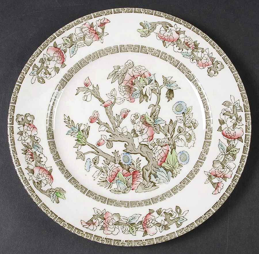 Indian Tree (Green Key, Paper White) Luncheon Plate by Johnson Brothers-1