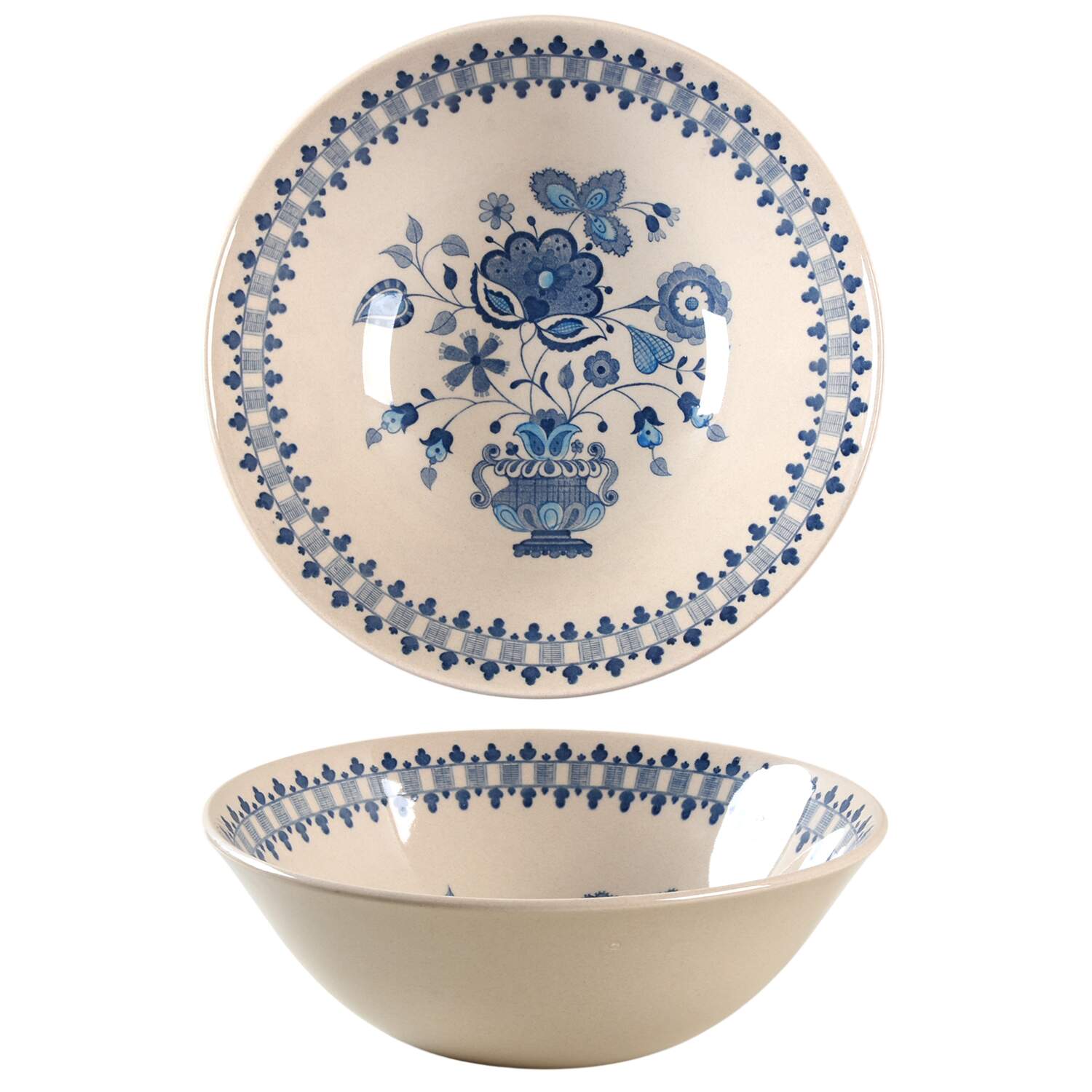 Jamestown Blue (Tan Background) 8" Round Vegetable Bowl by Johnson Brothers-1