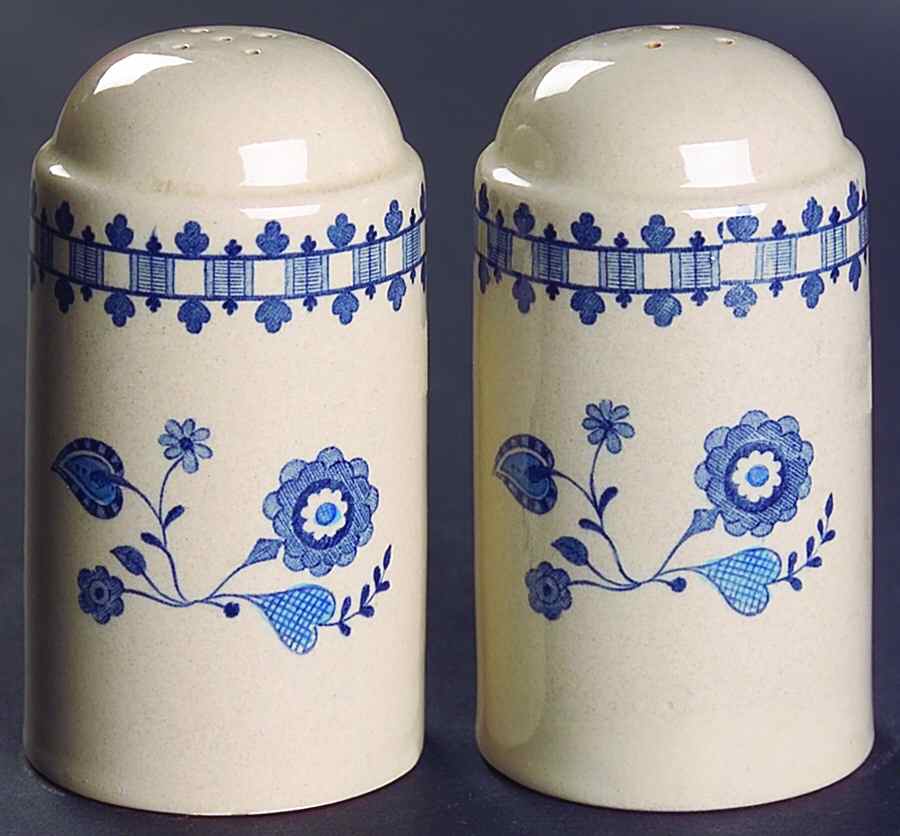 Jamestown Blue (Tan Background) Salt & Pepper Set by Johnson Brothers-1