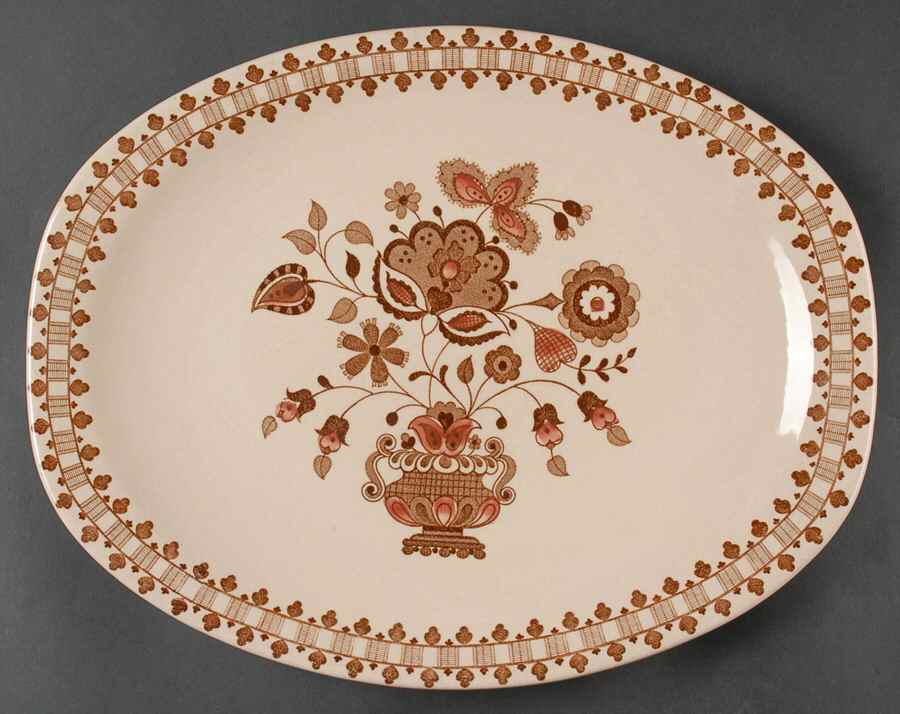Jamestown Brown 13" Oval Serving Platter by Johnson Brothers-1