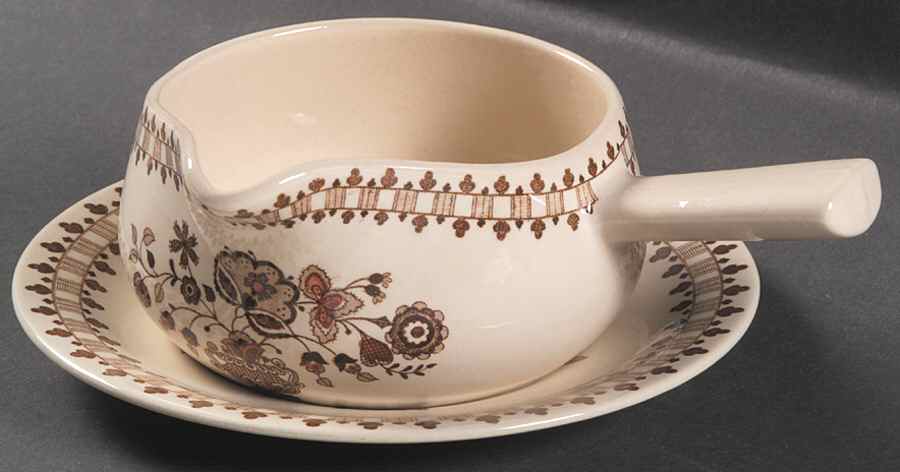 Jamestown Brown Gravy Boat & Underplate by Johnson Brothers-1