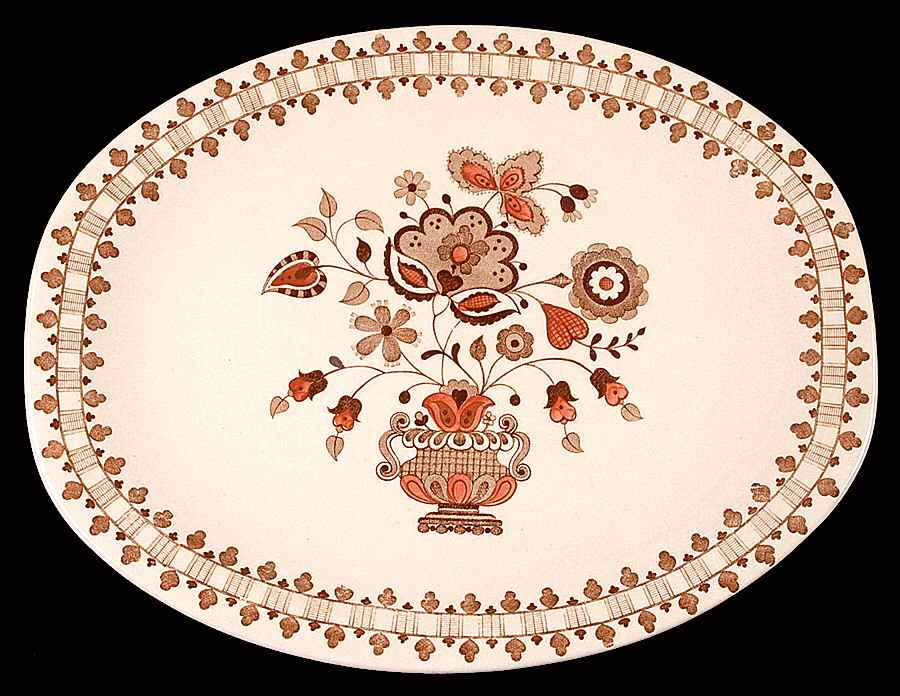 Jamestown Brown 12" Oval Serving Platter by Johnson Brothers-1