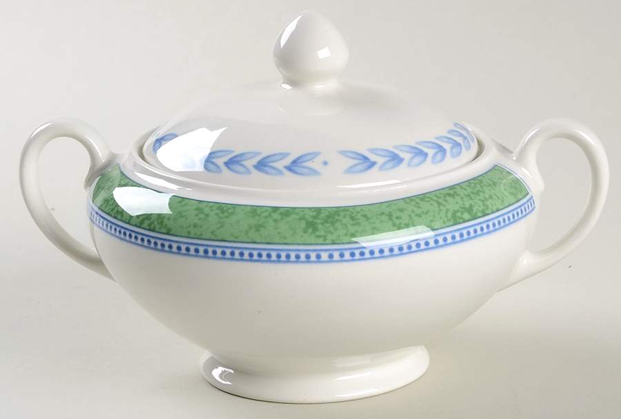 Jardiniere Green Sugar Bowl & Lid by Johnson Brothers-1