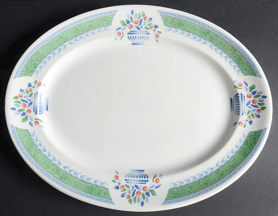 Jardiniere Green 13" Oval Serving Platter by Johnson Brothers-1