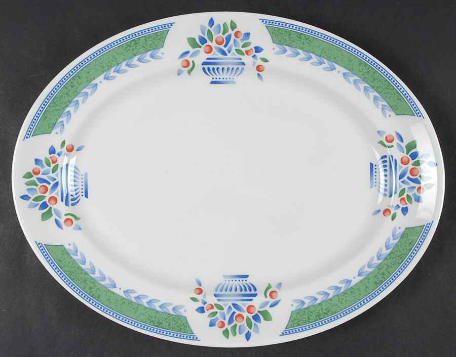 Jardiniere Green 12" Oval Serving Platter by Johnson Brothers-1