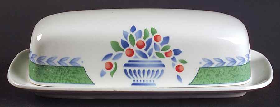 Jardiniere Green 1/4 Lb Covered Butter by Johnson Brothers-1