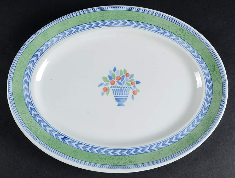 Jardiniere Green 12" Oval Serving Platter by Johnson Brothers-1