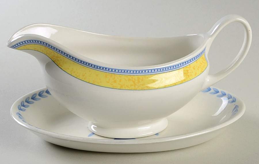 Jardiniere Yellow Gravy Boat & Underplate/Relish by Johnson Brothers-1