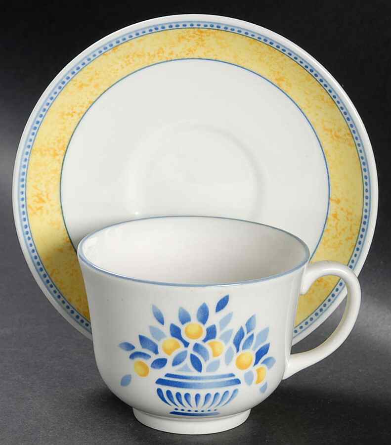 Jardiniere Yellow Flat Cup & Saucer Set by Johnson Brothers-1