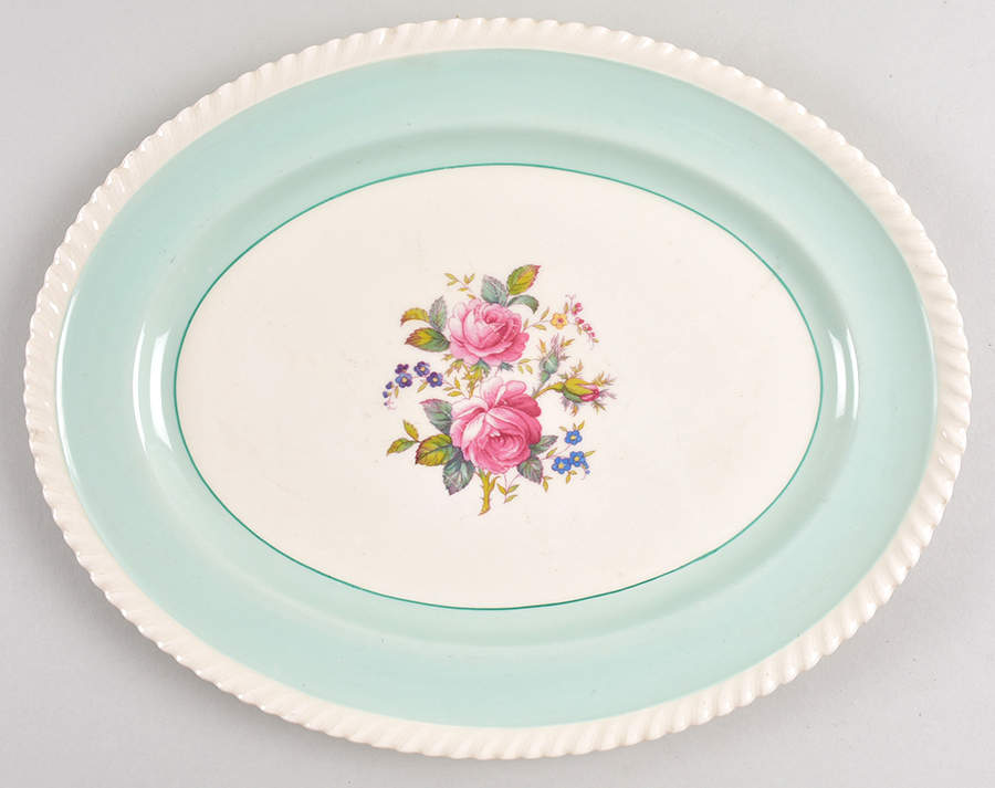 JB21 Aqua 12" Oval Serving Platter by Johnson Brothers-1