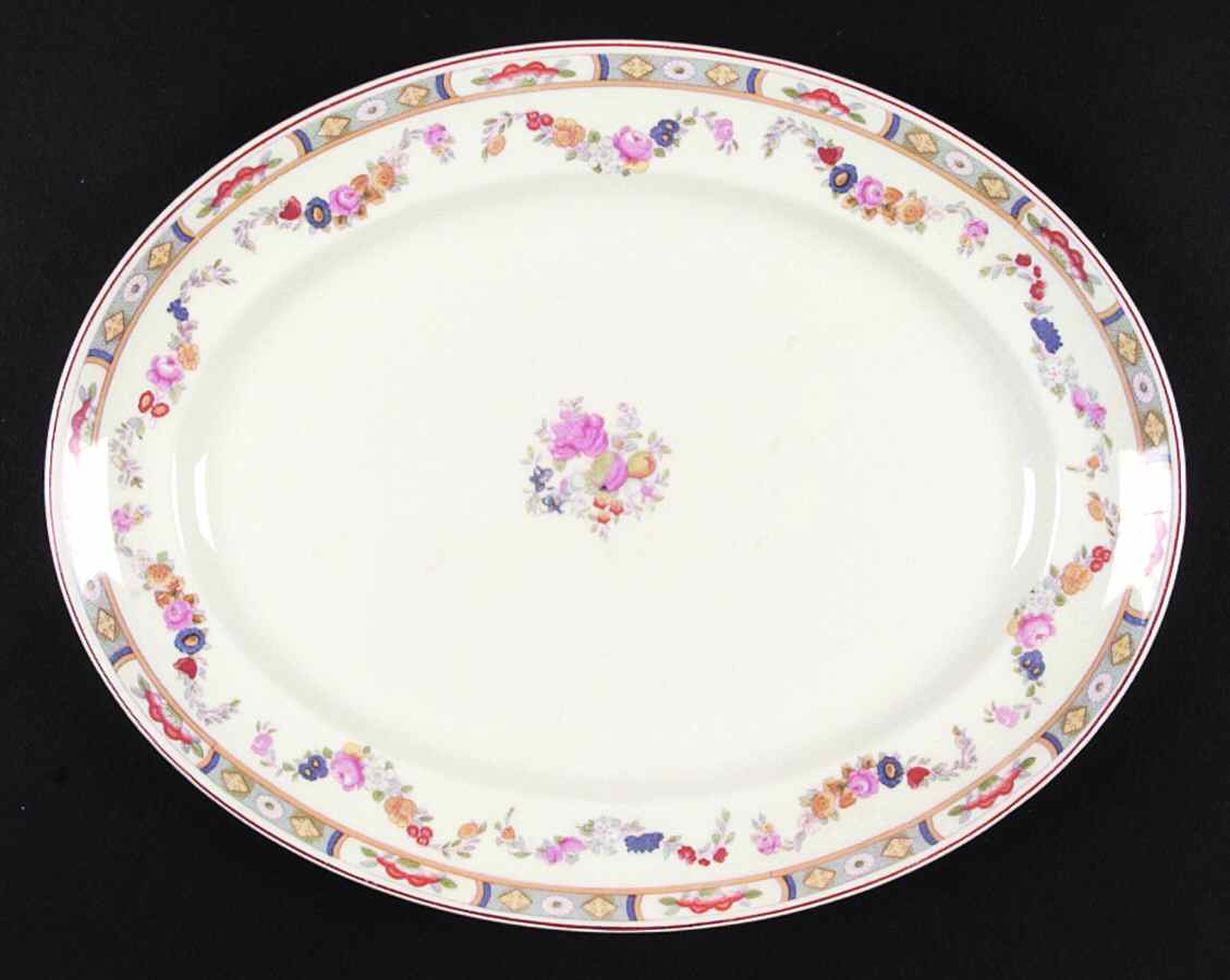 Arundale (Off White Background) 12" Oval Serving Platter by Johnson Brothers-1