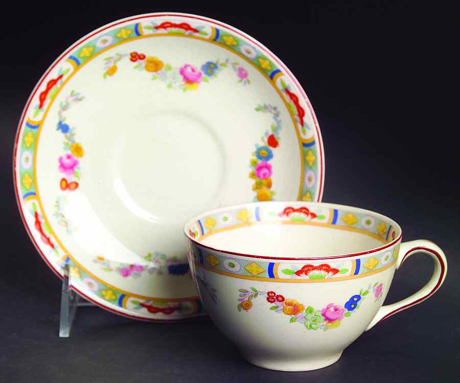 Arundale (Off White Background) Flat Cup & Saucer Set by Johnson Brothers-1
