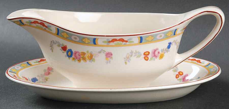 Arundale (Off White Background) Gravy Boat & Underplate/Relish by Johnson Brothers-1