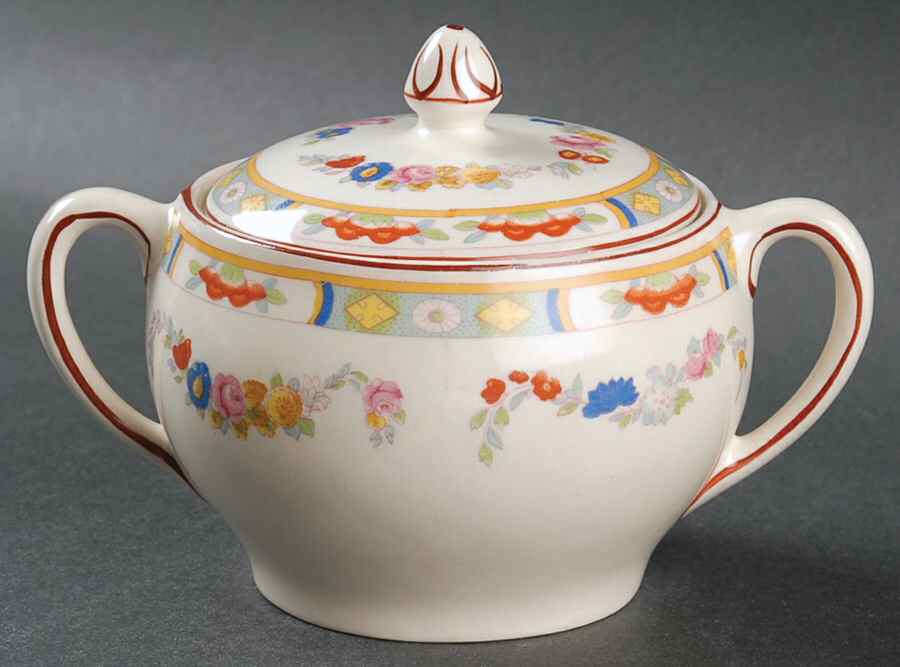 Arundale (Off White Background) Sugar Bowl & Lid by Johnson Brothers-1
