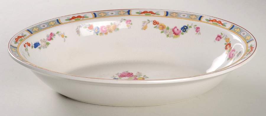 Arundale (Off White Background) 10" Oval Vegetable Bowl by Johnson Brothers-1