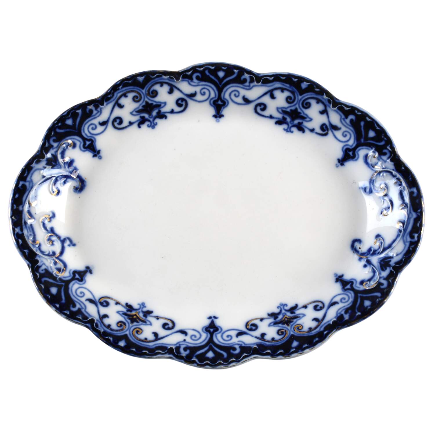 The Jewel (Flow Blue) 10" Oval Serving Platter by Johnson Brothers-1