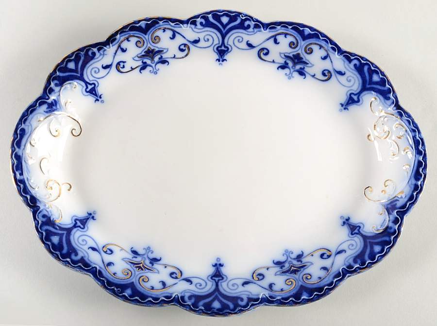 The Jewel (Flow Blue) 12" Oval Serving Platter by Johnson Brothers-1