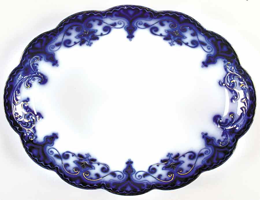 The Jewel (Flow Blue) 16" Oval Serving Platter by Johnson Brothers-1