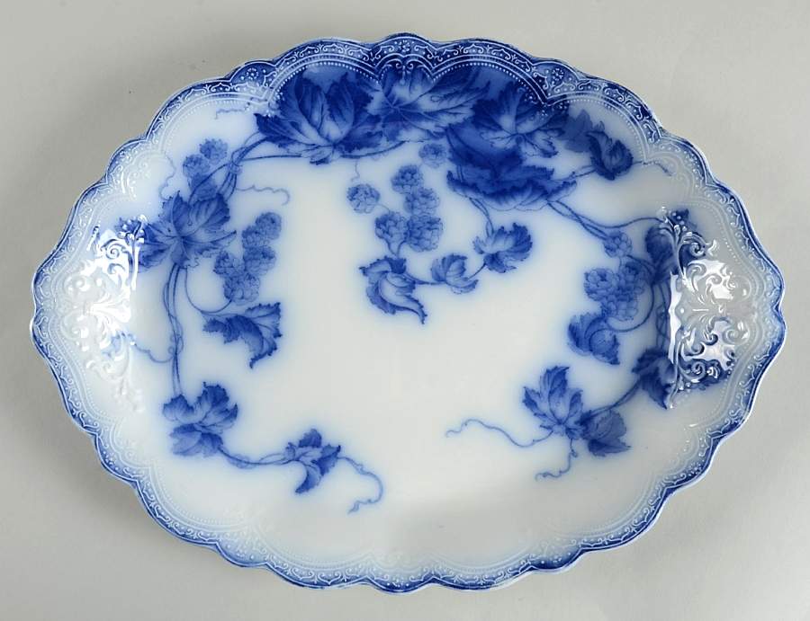 Kenworth (Flow Blue) 14" Oval Serving Platter by Johnson Brothers-1