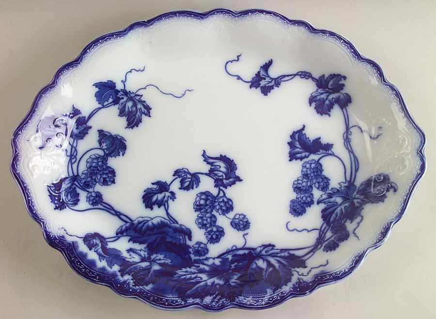 Kenworth (Flow Blue) 16" Oval Serving Platter by Johnson Brothers-1