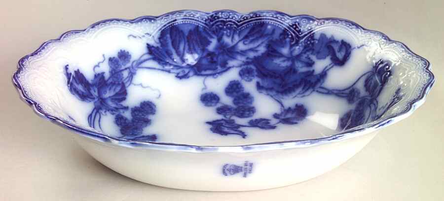 Kenworth (Flow Blue) 9" Oval Vegetable Bowl by Johnson Brothers-1