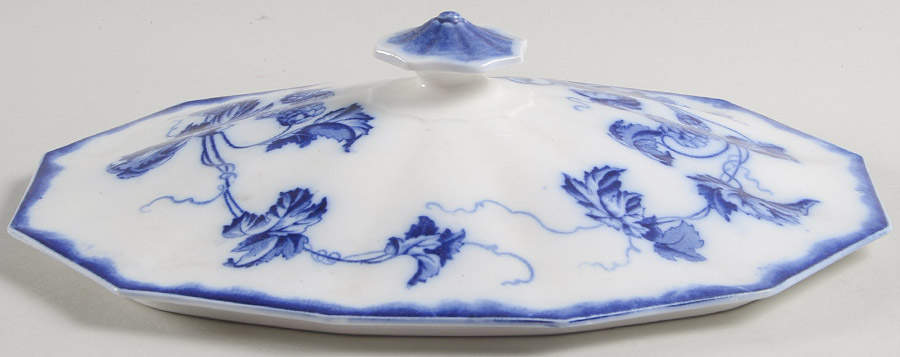 Kenworth (Flow Blue) Lid for Oval Vegetable by Johnson Brothers-1