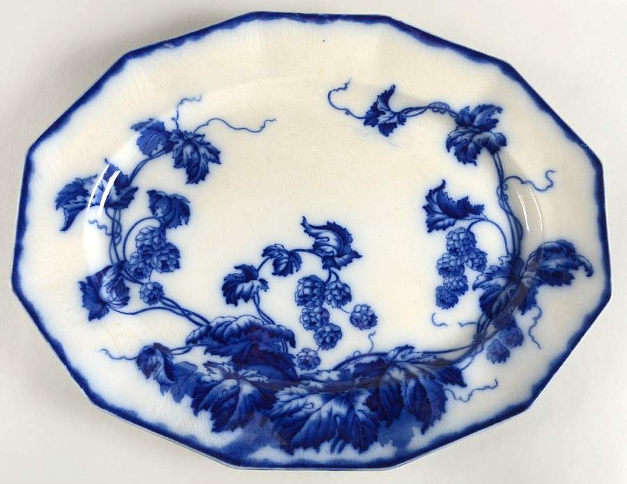 Kenworth (Flow Blue) 16" Oval Serving Platter by Johnson Brothers-1