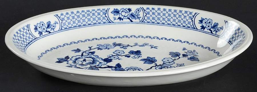 Kyoto Blue and White Relish/Gravy Underplate by Johnson Brothers-1