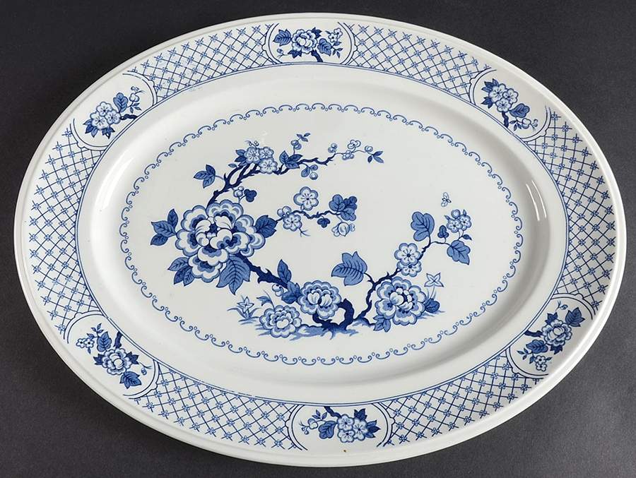 Kyoto Blue and White 14" Oval Serving Platter by Johnson Brothers-1