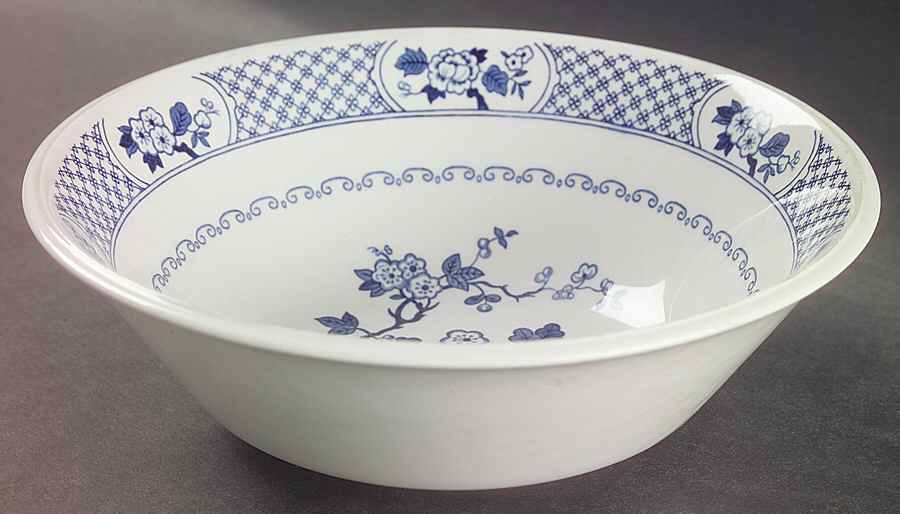 Kyoto Blue and White 8" Round Vegetable Bowl by Johnson Brothers-1