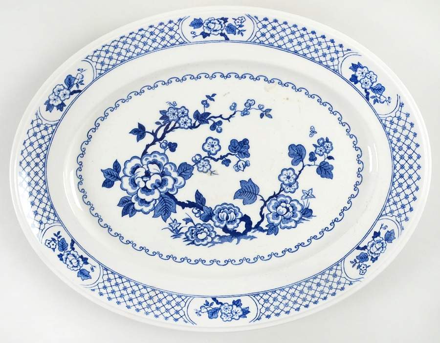Kyoto Blue and White 12" Oval Serving Platter by Johnson Brothers-1
