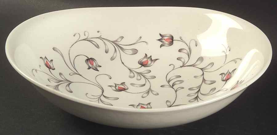 Lace (Gray & Pink) 9" Round Vegetable Bowl by Johnson Brothers-1