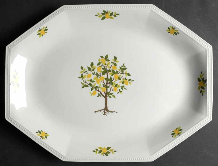 Lemon Tree (Heritage, Octagonal) 15" Oval Serving Platter by Johnson Brothers-1