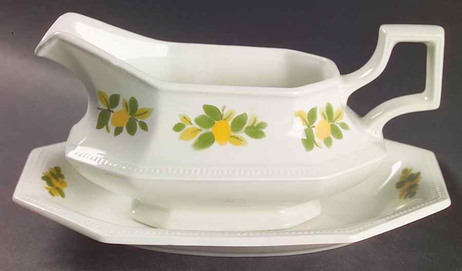 Lemon Tree (Heritage, Octagonal) Gravy Boat & Underplate/Relish by Johnson Brothers-1