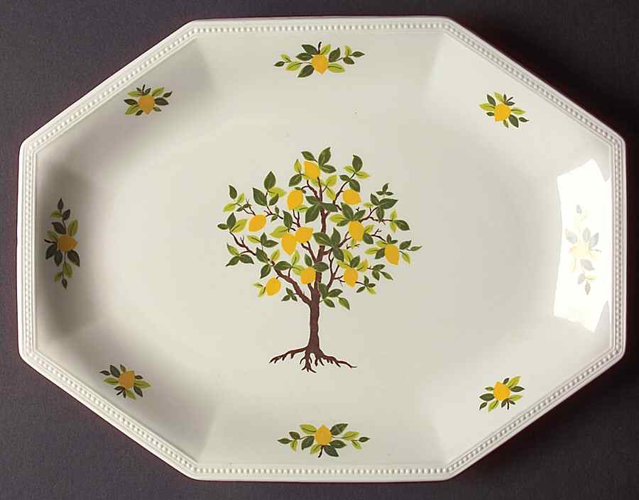Lemon Tree (Heritage, Octagonal) 12" Oval Serving Platter by Johnson Brothers-1