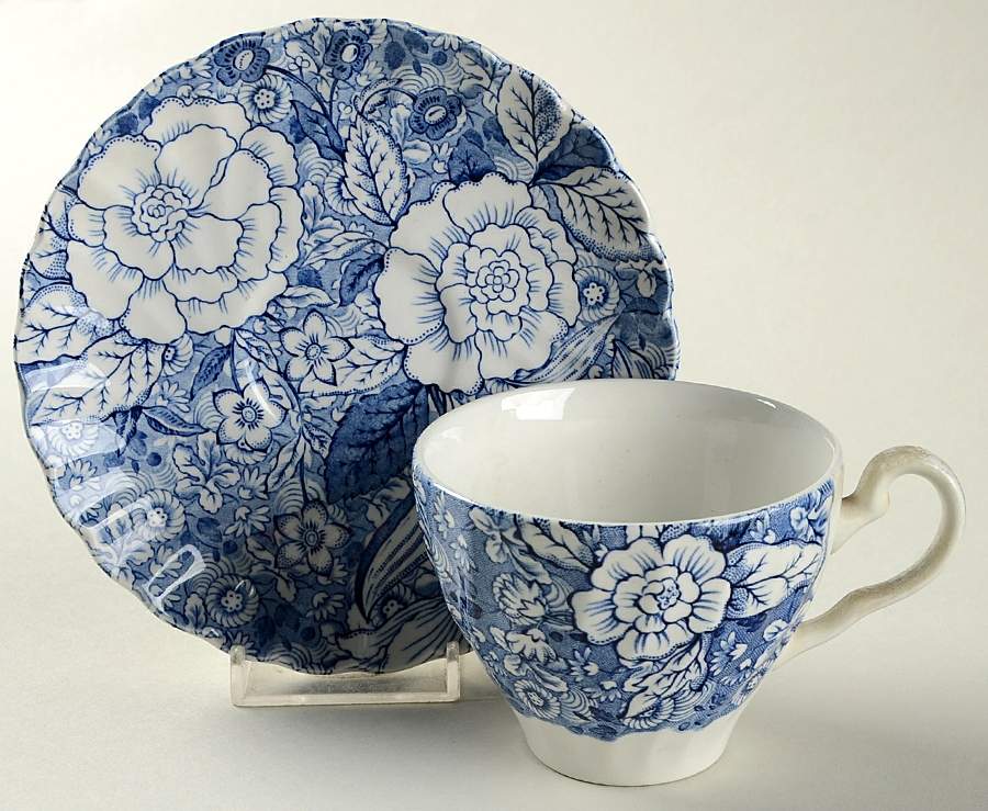 Liberty Blue Flat Cup & Saucer Set by Johnson Brothers-1