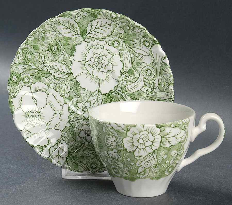 Liberty Green Flat Cup & Saucer Set by Johnson Brothers-1