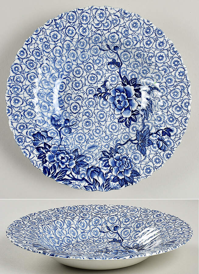 Lotus Blue Rim Soup Bowl by Johnson Brothers-1