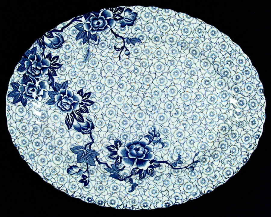 Lotus Blue 13" Oval Serving Platter by Johnson Brothers-1