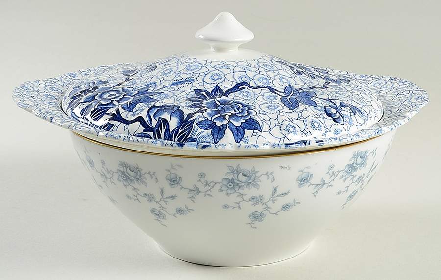 Lotus Blue Round Covered Vegetable by Johnson Brothers-1