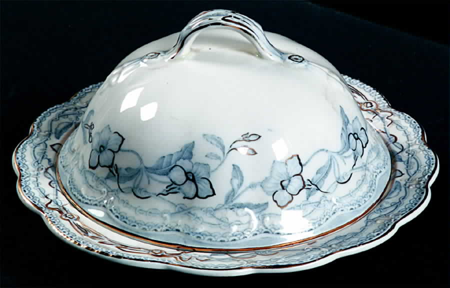 The Lothair (Blue, Gold Accents) Round Covered Butter by Johnson Brothers-1