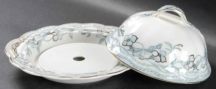 The Lothair (Blue, Gold Accents) Round Covered Butter with Strainer by Johnson Brothers-1