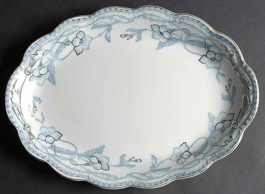 The Lothair (Blue, Gold Accents) 14" Oval Serving Platter by Johnson Brothers-1