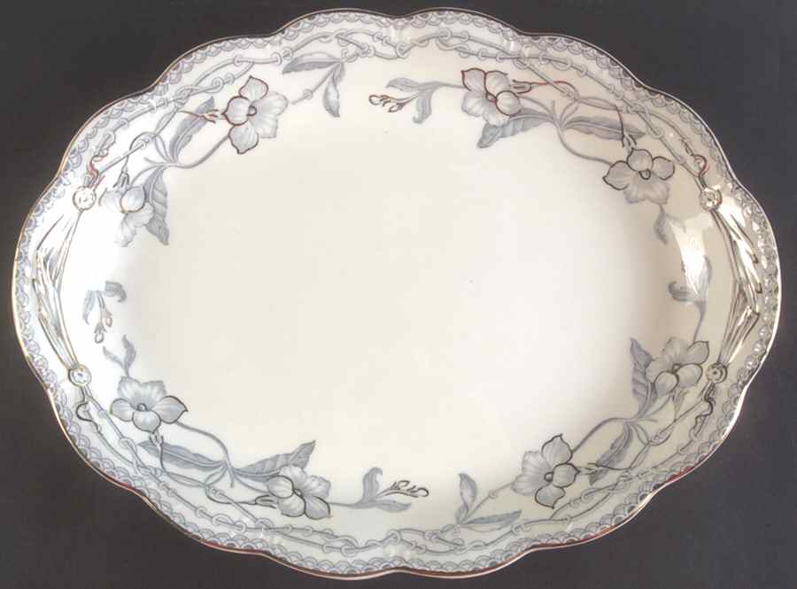 The Lothair (Blue, Gold Accents) 16" Oval Serving Platter by Johnson Brothers-1