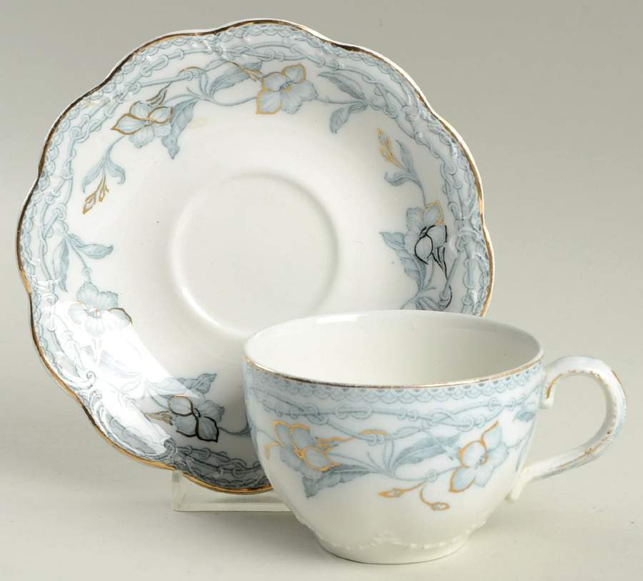 The Lothair (Blue, Gold Accents) Flat Cup & Saucer Set by Johnson Brothers-1