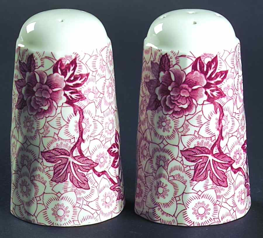 Lotus Red Pink Salt & Pepper Set by Johnson Brothers-1