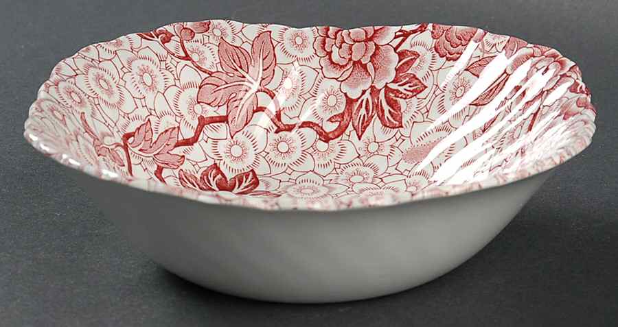 Lotus Red Pink Square Cereal Bowl by Johnson Brothers-1