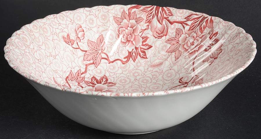 Lotus Red Pink 8" Round Vegetable Bowl by Johnson Brothers-1
