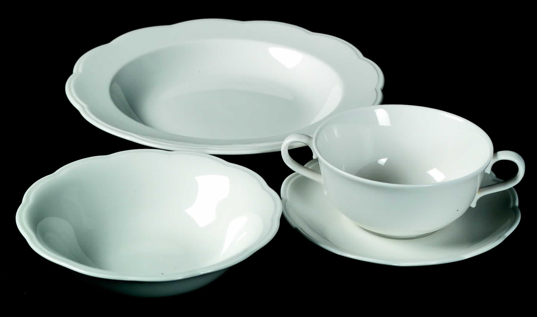 London White Flat Cream Soup Bowl & Saucer Set by Johnson Brothers-1